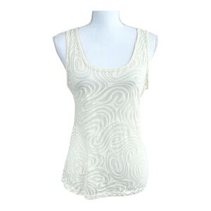 Josephine Chaus Cream Sheer Swirl Design Tank Top Size Medium